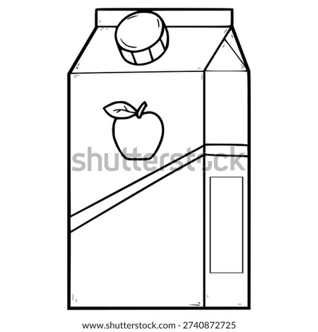 apple juice box ready to drink illustration hand drawn outline vector
