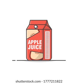 Apple Juice Box Vector Icon Illustration. Juice Cardboard Packaging. Juice Drink Container