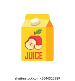 Apple juice in carton box icon in flat style. Fresh fruit drink vector illustration on isolated background. Healthy food sign business concept.