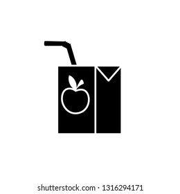 Apple juice carton box silhouette icon. Clipart image isolated on white background