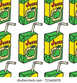 Apple juice carton seamless pattern.