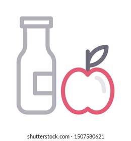 apple juice colour line vector icon
