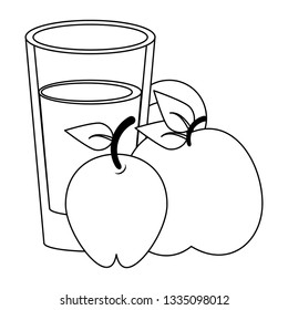 apple juice cup drink in black and white