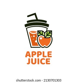 apple Juice cup drink fruit smoothie cocktail logo concept design illustration