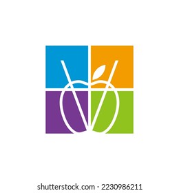 apple juice drink vector logo design