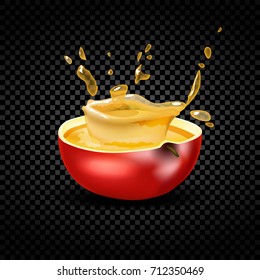 Apple juice. Fresh fruit, 3d vector icon