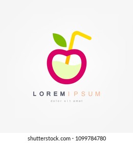 Apple juice. Fresh fruit, vector icon