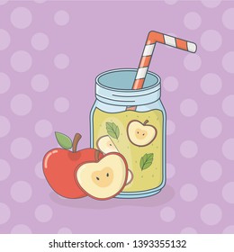 apple juice fruit in pot with straw
