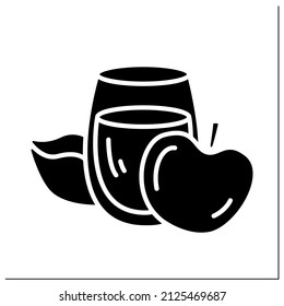 Apple juice glyph icon.Glass of fresh juice. Ripe apple.Healthy food.Filled flat sign. Isolated silhouette vector illustration