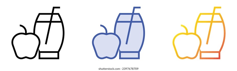 apple juice icon. Linear, Blue Fill and Gradient Style Design Isolated On White Background