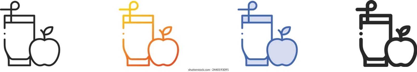 apple juice icon.Thin Linear, Gradient, Blue Stroke and bold Style Design Isolated On White Background