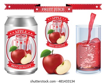Apple juice Label vector visual, ideal for fruit juice. Can drawn with mesh tool. Fully adjustable & scalable. Vector illustration