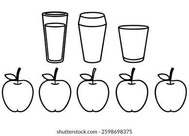 Apple Juice Line Art Illustration for Product Design