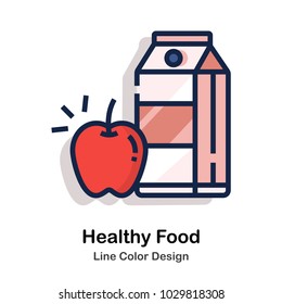 Apple and juice Line color icon