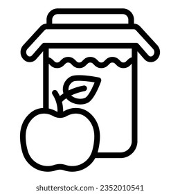 Apple juice line icon. Jar of apple juice vector illustration isolated on white. Fresh drink outline style designed for and app. Eps 10.
