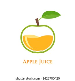 Apple juice logo design concept. Vector flat illustration isolated on white background