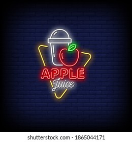 Apple Juice Neon Signs Vector