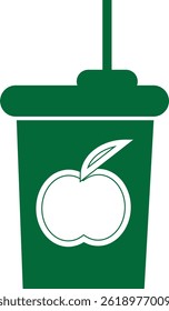 Apple juice pack icon representing healthy beverages, organic fruit drinks, and packaged juice products, designed in a flat modern style.