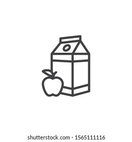 Apple juice package line icon. linear style sign for mobile concept and web design. Apple beverage pack outline vector icon. Symbol, logo illustration. Vector graphics