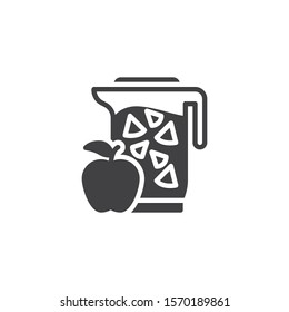Apple juice pitcher vector icon. filled flat sign for mobile concept and web design. Jug of apple juice glyph icon. Symbol, logo illustration. Vector graphics