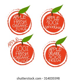 Apple juice or products vector set of icons for use