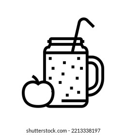 apple juice smoothie fruit juice food line icon vector. apple juice smoothie fruit juice food sign. isolated contour symbol black illustration