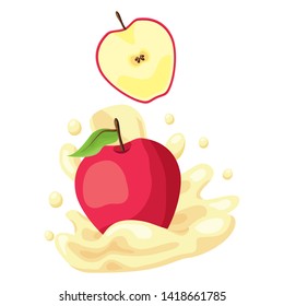 apple juice splash tropical fruits vector illustration