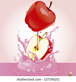 Apple juice splashing isolated on white 