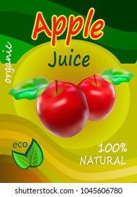 Apple juice template packaging design vector illustration.   