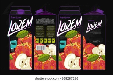 Apple juice template packaging design vector illustration. 