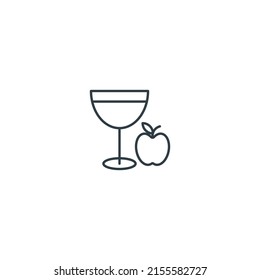 apple juice thin line icon, editable stroke icon