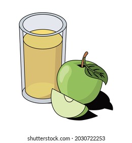 Apple juice. Vector 3d sketch line isometric, color icon illustration, flat style. Creative design idea and elements for infographics and website.