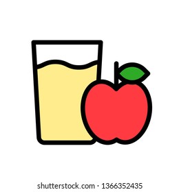 Apple juice vector, Beverage filled style icon editable stroke