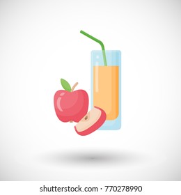 Apple juice vector flat icon, Flat design of breakfast beverage or refreshment cocktail object with round shadow isolated on white background, cute vector illustration