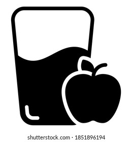 icono de glifo vector de jugo de manzana. Símbolos modernos de glifos. Colección de elementos tradicionales.