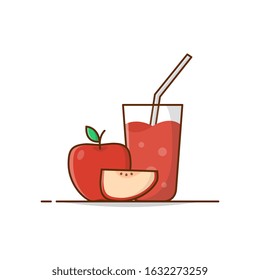 Apple Juice Vector Icon Illustration. Icon Of Drink With Fruit