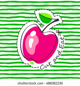 Apple juicy fruit. Vector illustration of seamless pattern.
