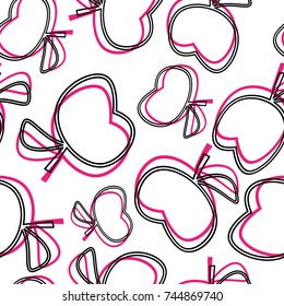 Apple juicy fruit. Vector illustration of seamless pattern.