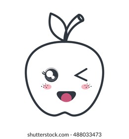 apple kawaii cartoon