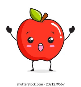 Apple Kawaii Cartoon Character Mascot Illustrations