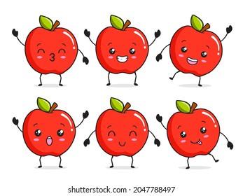 apple kawaii cartoon illustration set collections