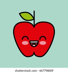 apple kawaii icon vector illustration eps10 graphic