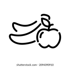 Apple mit kcal Schild und Flasche flach Symbol. Piktogramm für Web. Zeilenhub. Einzeln auf weißem Hintergrund. Vektor eps10