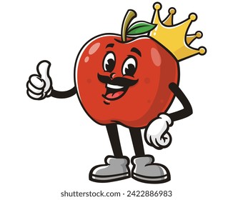 Apple King cartoon mascot illustration character vector clip art hand drawn