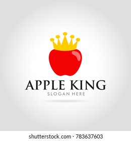 apple king logo flat with crown modern vector illustration