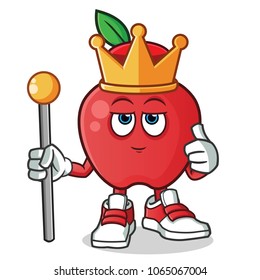 apple king mascot vector cartoon illustration