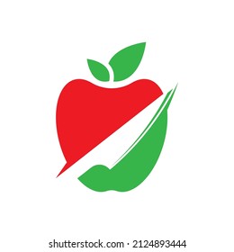 Apple and knife logo template icon design