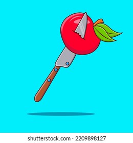 ilustración vectorial de manzana y cuchillo