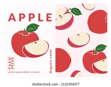 Apple Label packaging design templates, Hand drawn style vector illustration.