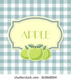 Apple label in retro style on squared background